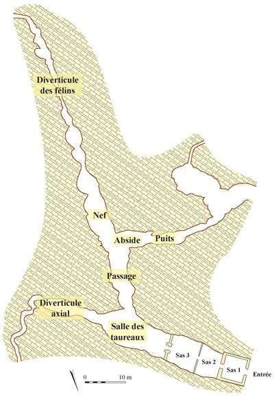 Plan de la grotte de Lascaux. Crédit : Ministère de la Culture