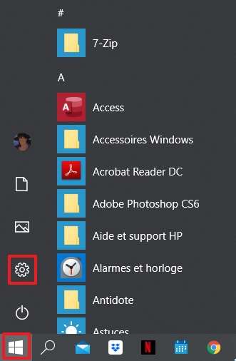 Allez dans les paramètres de Windows 10. © Microsoft