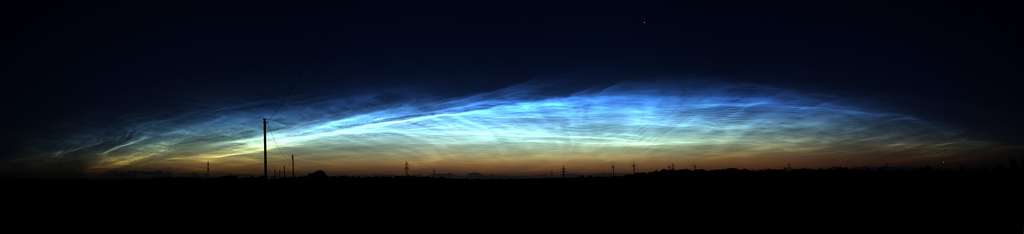 Noctilucent clouds mainly appear at latitudes between 50 and 70°.  But with global warming, they tend to 