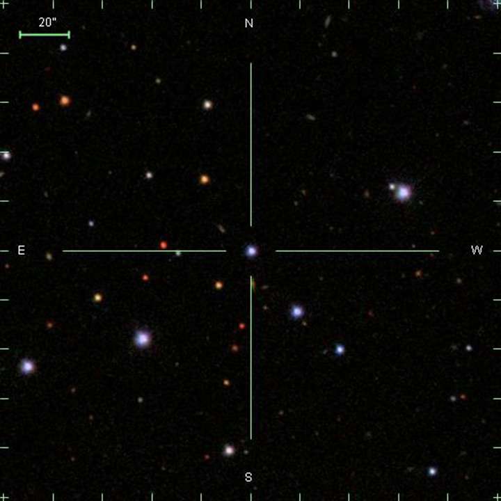 La naine blanche NLTT 43806 se trouve au centre de cette image. © Sloan Digital Sky Survey 
