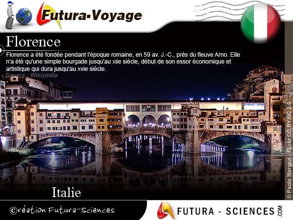 Florence, le pont sur l'Arno - Vue de nuit
