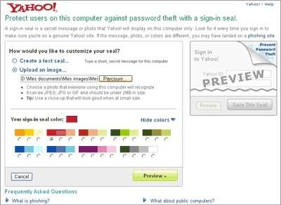 Le sceau d'identification : la nouvelle parade contre le phishing proposée par Yahoo (Crédits : Yahoo)