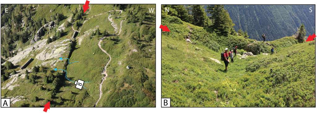 La faille active de Vallorcines dans les Alpes est bien visible dans le paysage. © Ritz et al., 2021, Comptes Rendus Géosciences, CC by-sa 4.0