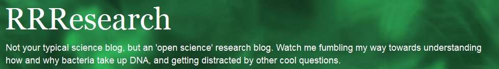 Bannière du blog de Rosie Redfield sur lequel la chercheuse publie ses protocoles et résultats d'expériences sur les bactéries GFAJ-1. © Capture d'écran, http://rrresearch.fieldofscience.com Bannière du blog de Rosie Redfield sur lequel la chercheuse publie ses protocoles et résultats d'expériences sur les bactéries GFAJ-1. © Capture d'écran, http://rrresearch.fieldofscience.com