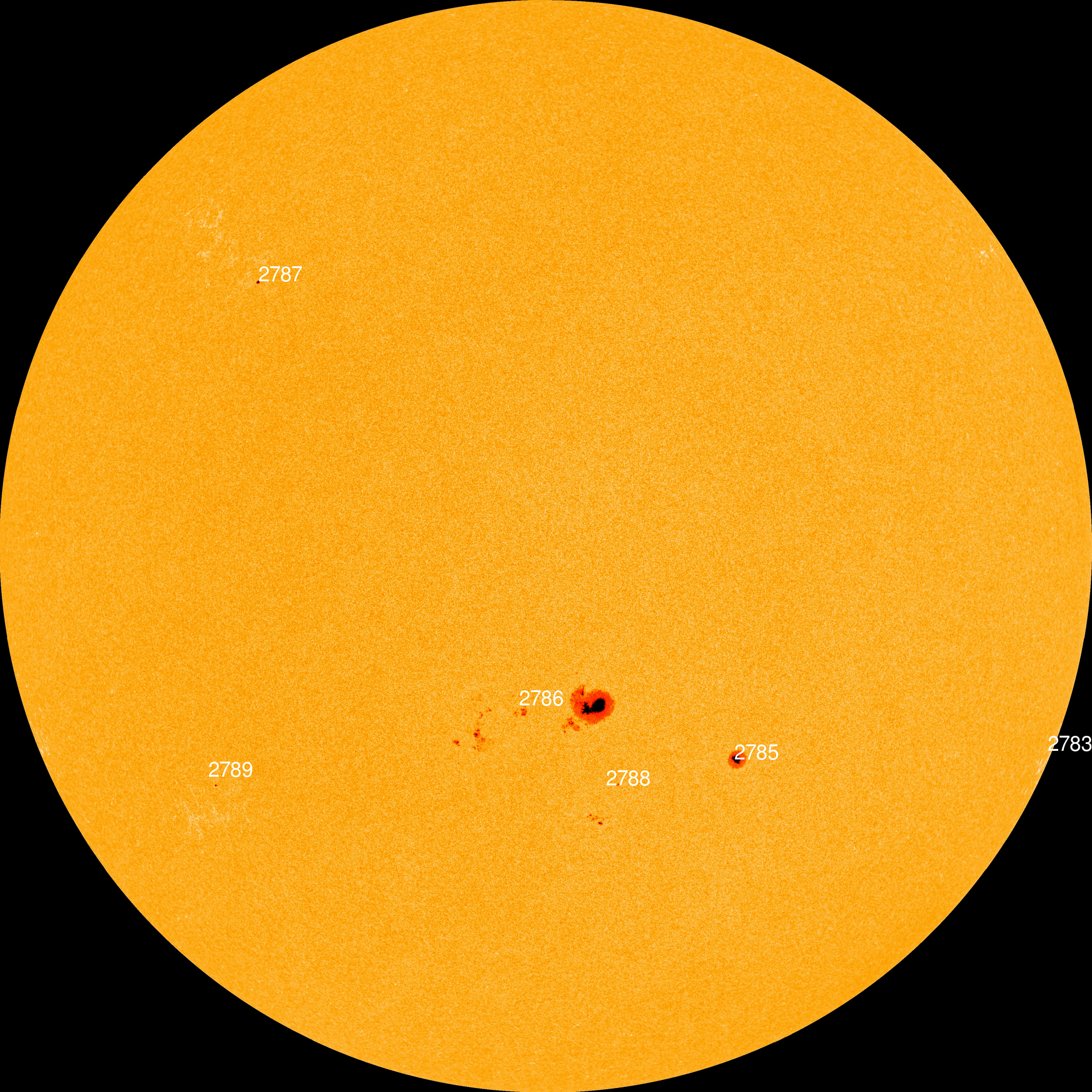 Les régions actives sur la face du Soleil tourné vers la Terre, le 30 novembre. © Nasa, ESA, Soho