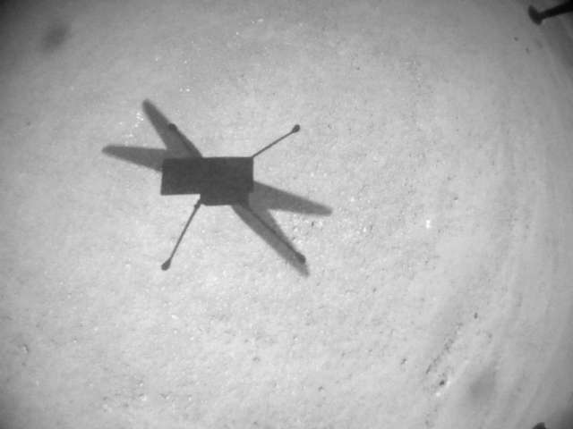 Photographie prise par la caméra de navigation d'Ingenuity lors de son 11e vol. © Nasa, JPL/Caltech