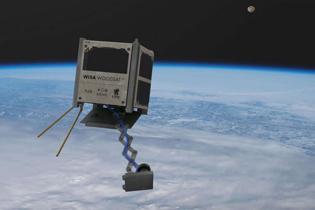 Le Woodstat dispose aussi d'une perche à selfie. © ESA