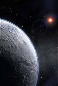 Découverte d'une exoplanète 13 fois plus massive que la Terre, et probablement couverte de glace (Crédits : ESO) Découverte d'une exoplanète 13 fois plus massive que la Terre, et probablement couverte de glace (Crédits : ESO)