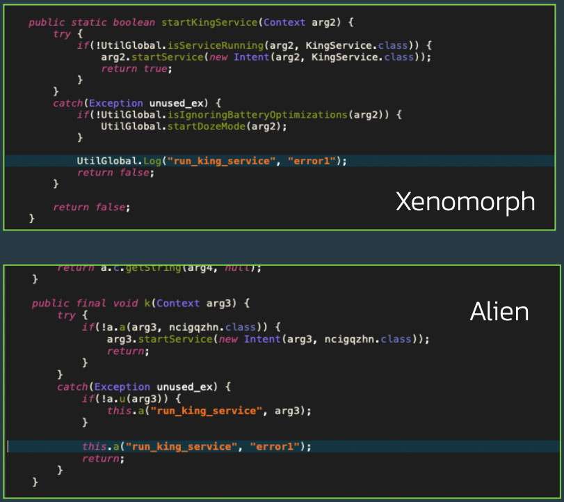 Xenomorph réutilise une partie du code du malware Alien. © ThreatFabric