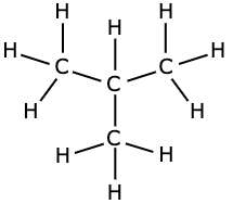 Formule développée de l'isobutane. © BMacZero, Wikipedia, Domaine public