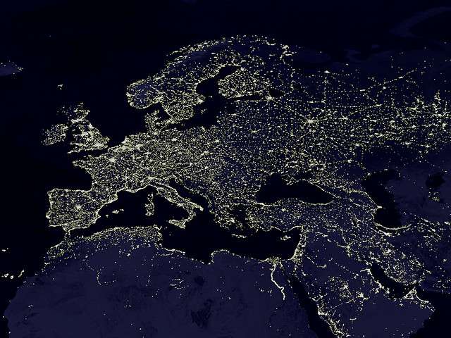 Image satellite de l'Europe et ses lumières Image satellite de l'Europe et ses lumières