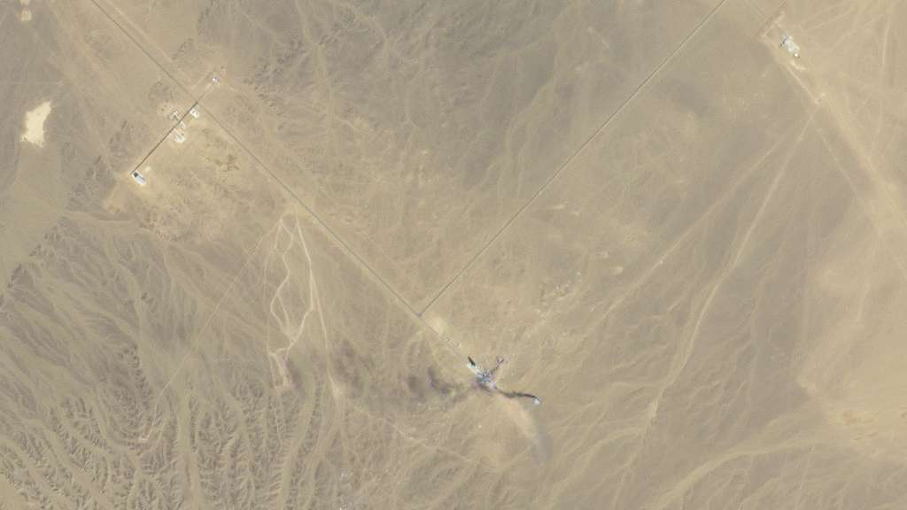 Image satellitaire basse résolution de la base spatiale de Jiuquan. Cette image a été acquise par un satellite Dove de Planet le 16 octobre 2021. © 2021 Planet Labs PBC
