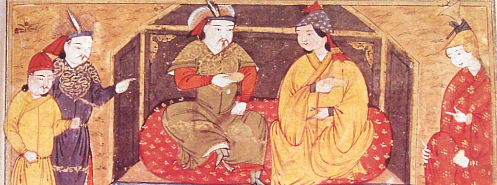 Houlagou Khan and his wife Doqouz Khatoun, 14th century miniature from the History of the World, by Rashid al-Din.  © Rashid Al'Din, History of the World, 1305. Reproduction of 