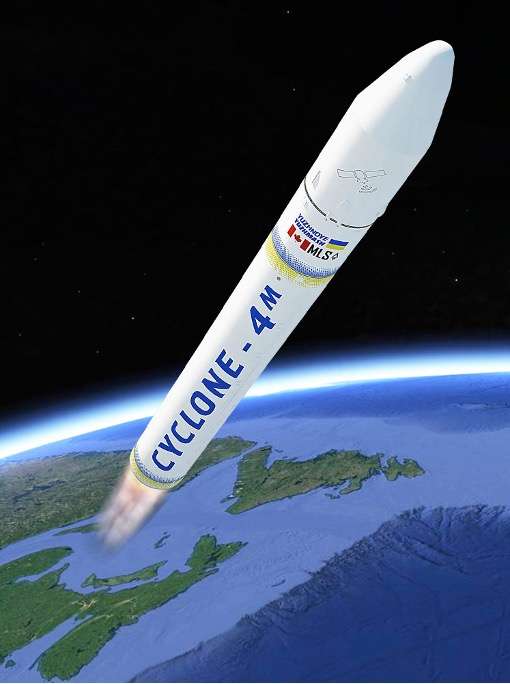 La fusée Cyclone 4M du constructeur Ioujnoïe, destinée à être lancée initialement depuis la Nouvelle-Écosse au Canada à partir de 2023. © NKAU