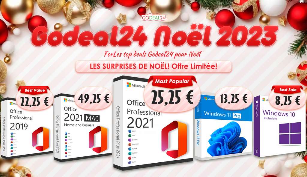 Les soldes de Noel 2023 pour les logiciels Windows et Microsoft Office 2021