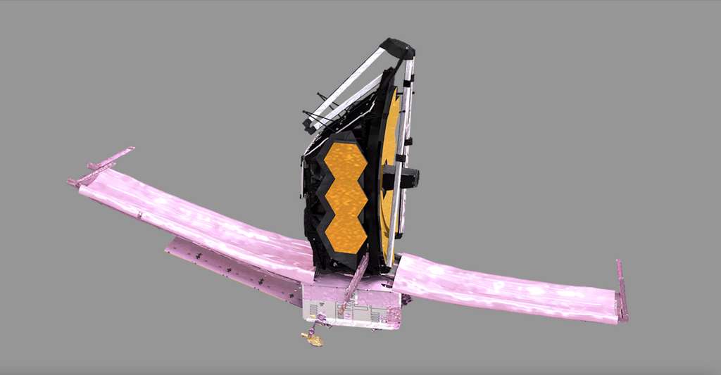 Dans l’espace, la vitesse de croisière du télescope spatial James Webb est d’un peu plus de 1 km/s. Trois jours après son lancement, il a ainsi déjà parcouru environ un tiers de la distance qui le sépare de son orbite opérationnelle et s'apprête à commencer à déployer son bouclier thermique. © James Webb Space Telescope, Nasa