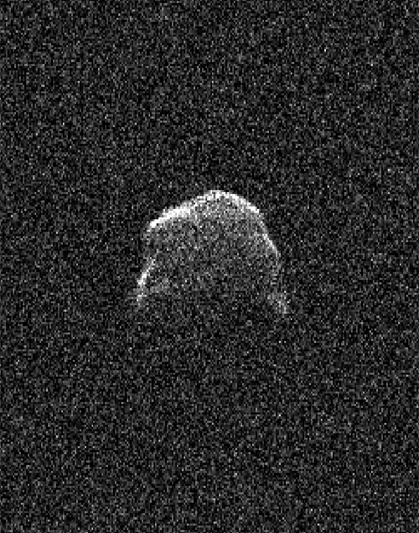 Cette animation d'images capturées le 22 août 2021 montre la rotation de l'astéroïde 2016 AJ193 telle qu'elle a été observée par l'antenne de 70 mètres de Goldstone. L'objet de 1,3 kilomètre de large est le 1.001e astéroïde proche de la Terre à avoir été observé par radar. © Nasa/JPL-Caltech