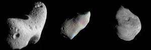 Les astéroïdes Eros, Gaspra et la comète Tempel-1 © Nasa & Science team Near / Deep Impact / Galileo
