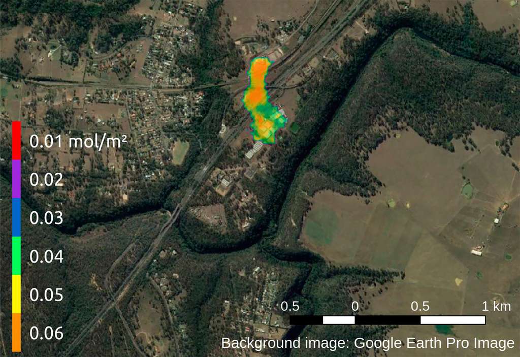Concentration d'émissions de méthane au-dessus des mines de charbon en Australie. © GHGSat, Google