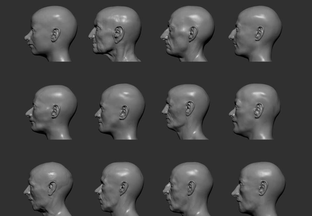 Virtual reconstructions of the faces of individuals from La Almoloya and La Bastida (south-eastern Spain).  © Joana Bruno;  Asome;  Universitat Autònoma de Barcelona.  All rights reserved