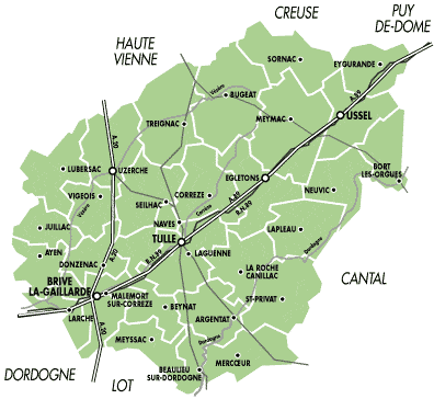 Carte du département de la Corrèze. © DP