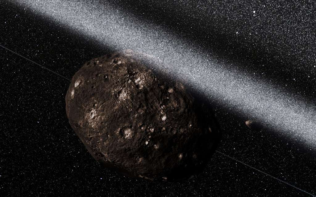 En vue d'artiste, l'anneau de poussière entourant l’astéroïde Chariklo. © Eso, L. Calçada, M. Kornmesser, N. Risinger