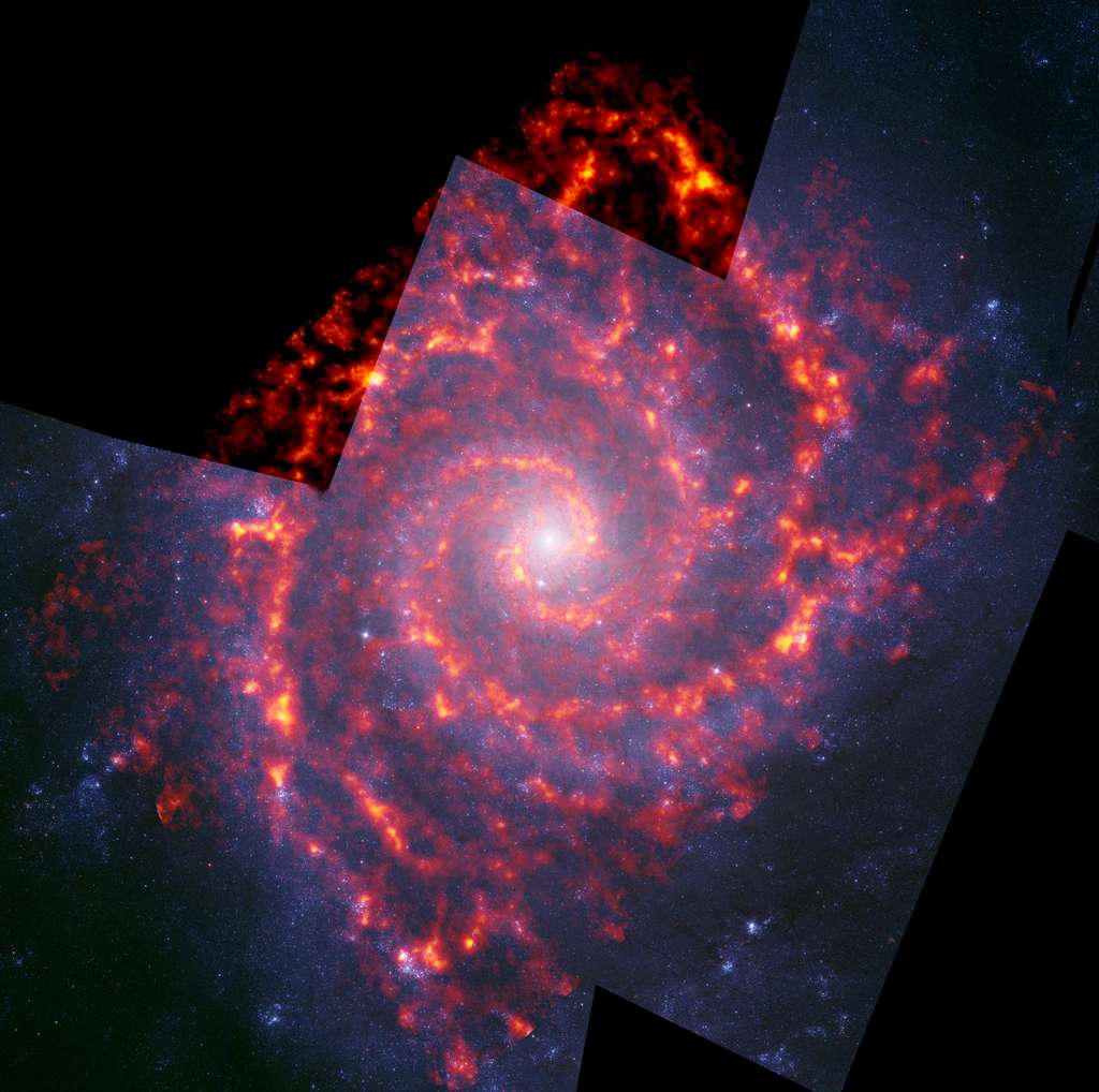 Cette foto composite rassemble le osservazioni d'Hubble et d'Alma.  © NRAO, AUI, NSF, B. Saxton : Alma (ESO/NAOJ/NRAO) ;  NASA-Hubble