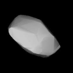 Les chercheurs de l’université d’Osaka (Japon) voient dans l’astéroïde Eulalia — ici modélisé —, un reste d’un astéroïde plus grand qui, après dislocation, aurait provoqué une pluie de météorite sur Terre il y a 800 millions d’années. © Joseph Durech, Charles University, Wikipedia, CC by-4.0
