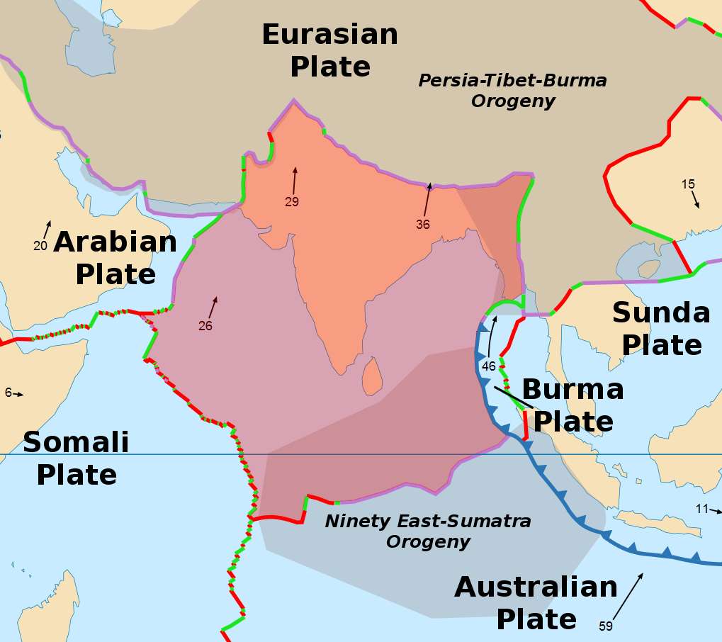 L'Inde continue son indentation dans la croûte eurasiatique. © Alataristarion, Wikimedia Commons, CC by-sa 4.0