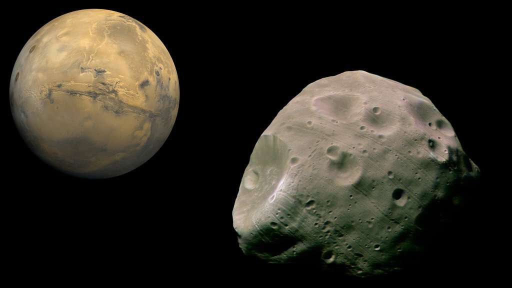Mars et son satellite Phobos