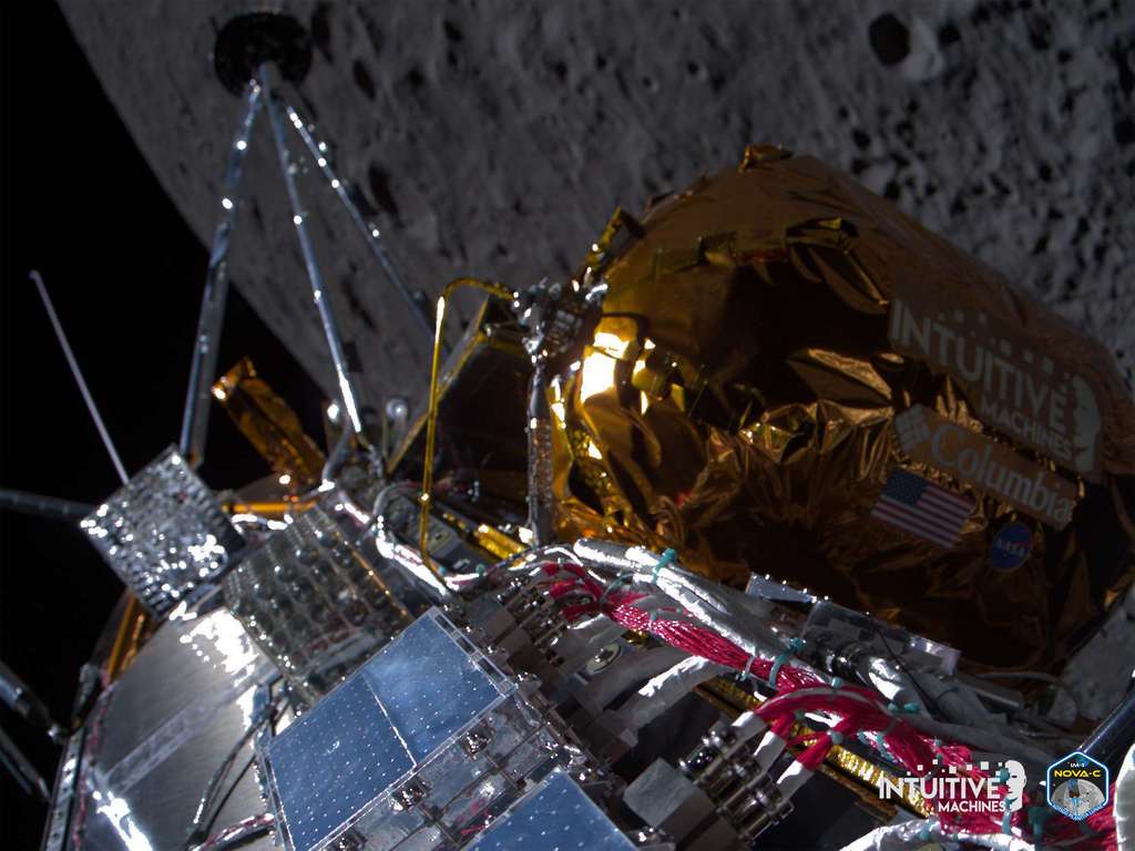 Image de la surface lunaire prise par une caméra d'Odysseus. © Intuitive Machines