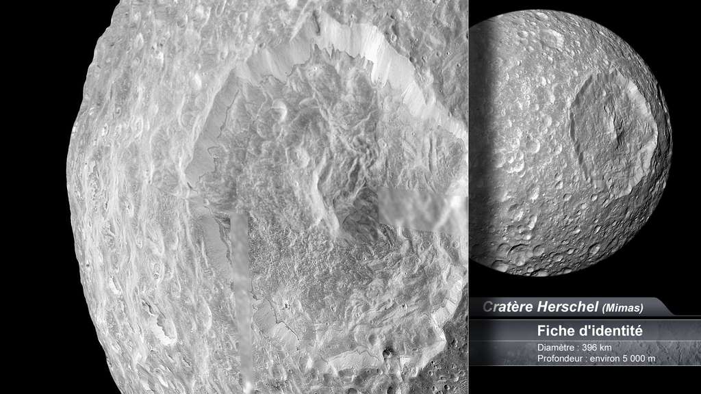 Cratère sur Mimas, lune de Saturne Cratère sur Mimas, lune de Saturne