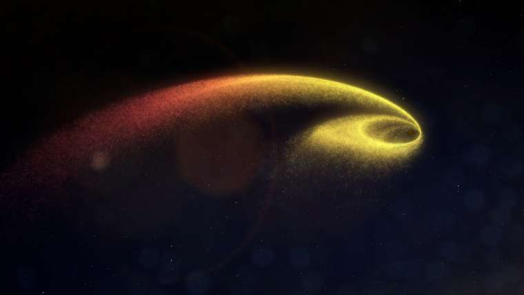Lorsqu’une étoile s’approche trop près d’un trou noir, les forces gravitationnelles créent des marées intenses qui déchirent l’étoile en un flux de gaz, entraînant un phénomène cataclysmique connu sous le nom d’événement de rupture par effet de marée. D’énormes quantités d’énergie sont libérées, provoquant une perturbation qui peut parfois éclipser une galaxie tout entière. © Goddard Space Flight Center, Nasa, Chris Smith (Usra, Gestar)