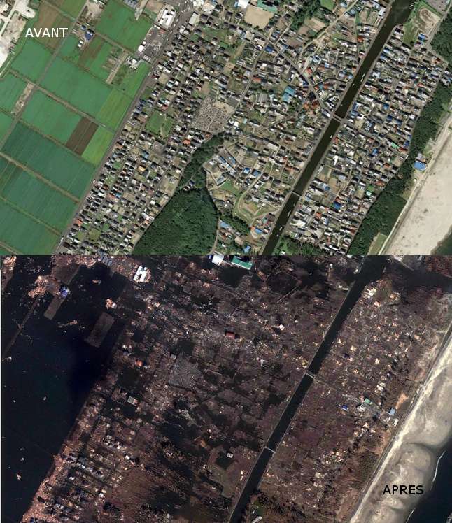 La ville d'Arahama détruite par le tsunami La ville d'Arahama détruite par le tsunami
