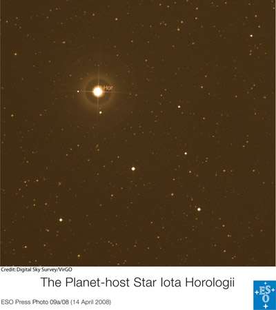 Un zoom sur l'étoile Iota Horologii dans la constellation de l'Horloge. © Digital Sky Survey/ Virgo