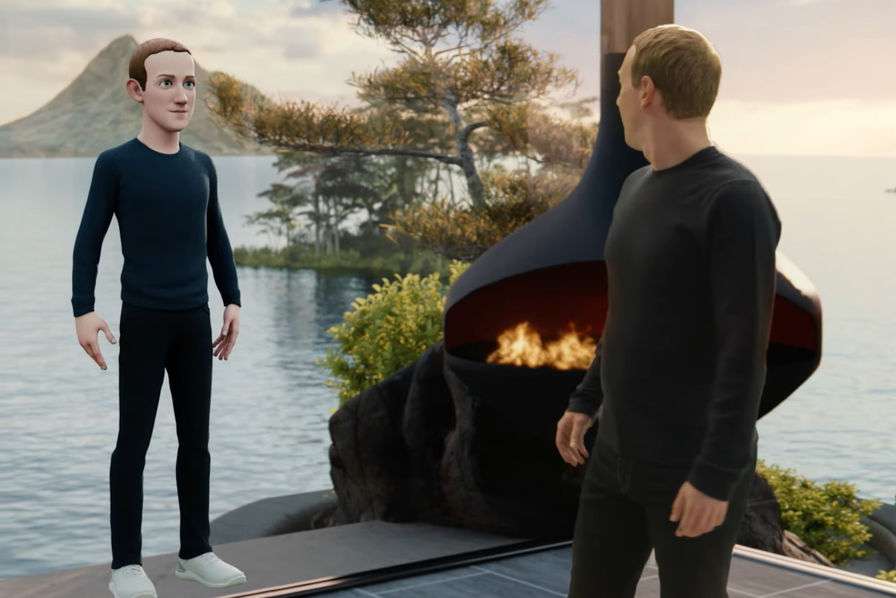 Mark Zuckerberg avec son avatar lors de sa présentation du métavers. © Meta