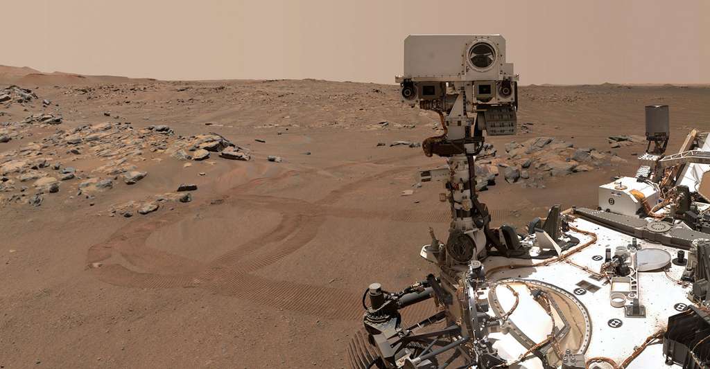 Grâce au microphone embarqué à bord du rover de la Nasa Perseverance — ici le 10 septembre 2021 —, des chercheurs ont pu découvrir une drôle de caractéristique de la vitesse du son sur Mars. © Nasa, JPL Caltech, MSSS