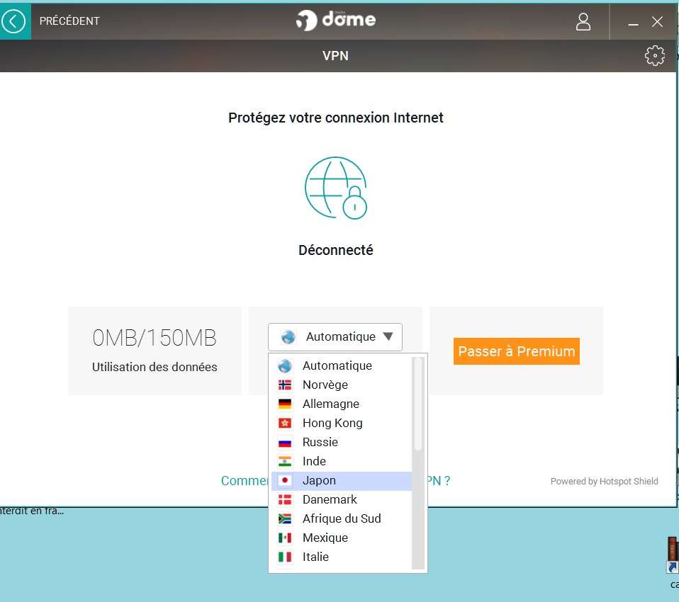 Un grand nombre d'antivirus proposent une option VPN – comme ici le logiciel Dome de Panda. Toutefois, les possibilités de la version gratuite sont fort limitées. © Panda Software