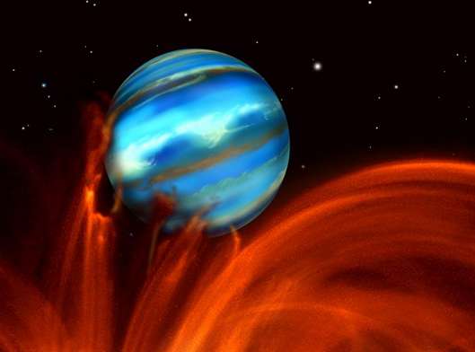 L'exoplanète TrES-1 et son étoile L'exoplanète TrES-1 et son étoile
