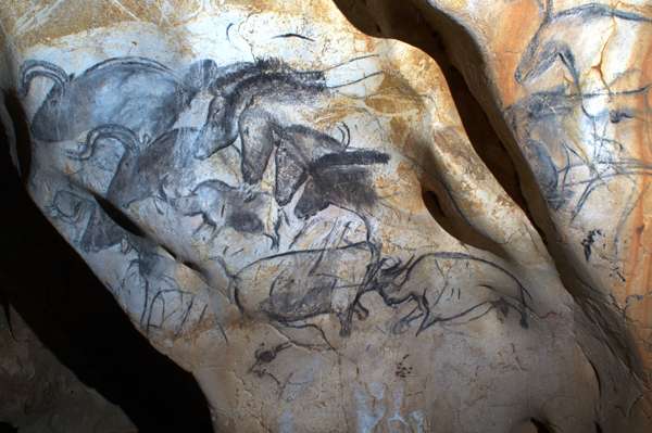 Le panneau des chevaux est l’un des plus spectaculaires de la grotte Chauvet-Pont-d’Arc. © Jean Clottes, DR