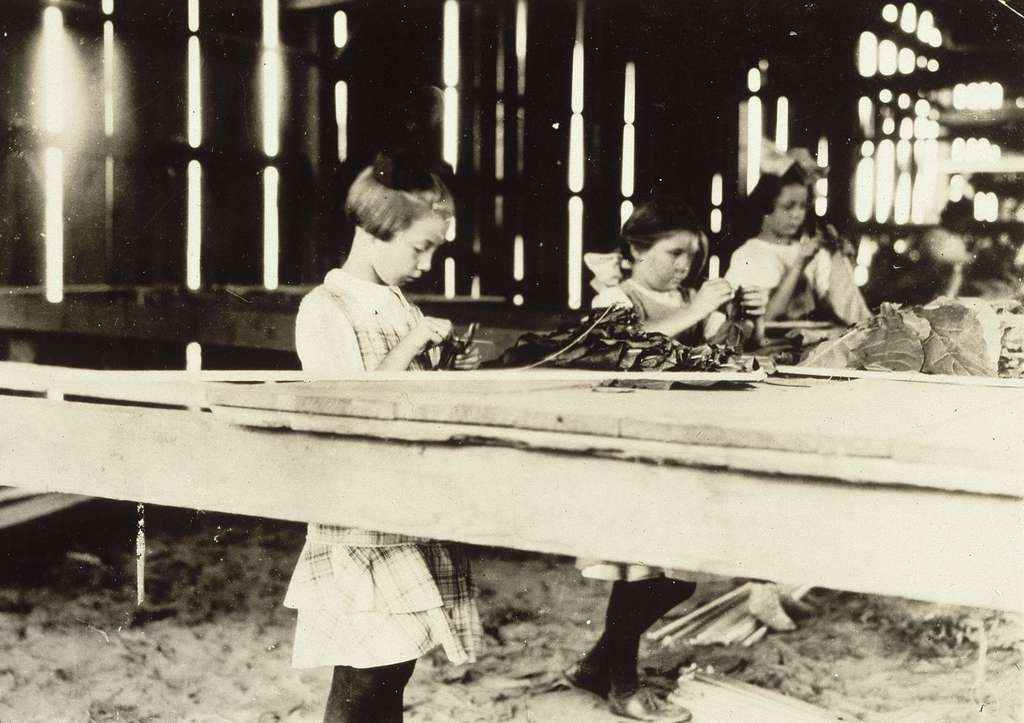 Enfants travaillant dans une manufacture de tabac, USA ; photo Lewis Hine, début XXe siècle. Musée d'Orsay, Paris. © RMN - Grand Palais / J.G. Berizzi / Lewis Hine.