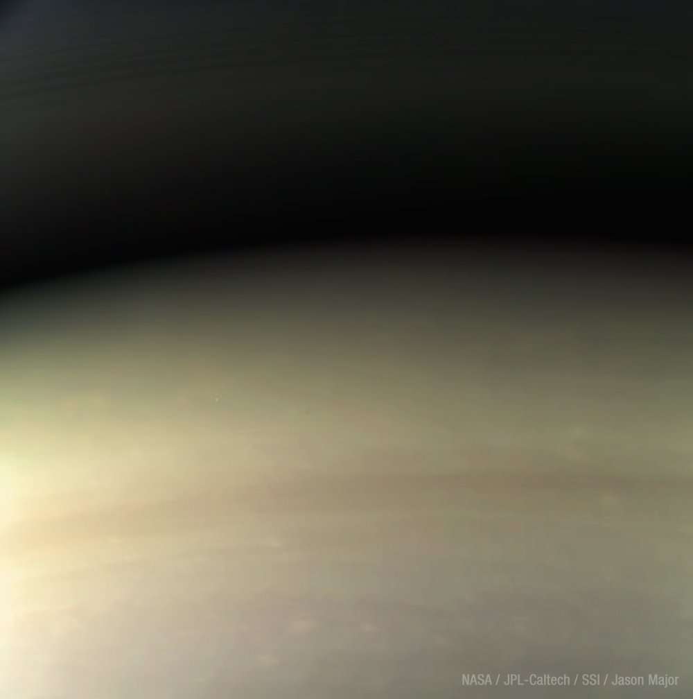 Dernière photo de Cassini. L'image brute a été traitée par Jason Major. © Nasa, JPL-Caltech, SSI, Jason Major