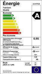 L'étiquette énergie, une fiche complète sur l'efficacité énergétique. Elle indique la consommation électrique et d'autres paramètres, comme la consommation d'eau. (Cliquer sur l'image pour l'agrandir.) L'étiquette énergie, une fiche complète sur l'efficacité énergétique. Elle indique la consommation électrique et d'autres paramètres, comme la consommation d'eau. (Cliquer sur l'image pour l'agrandir.)