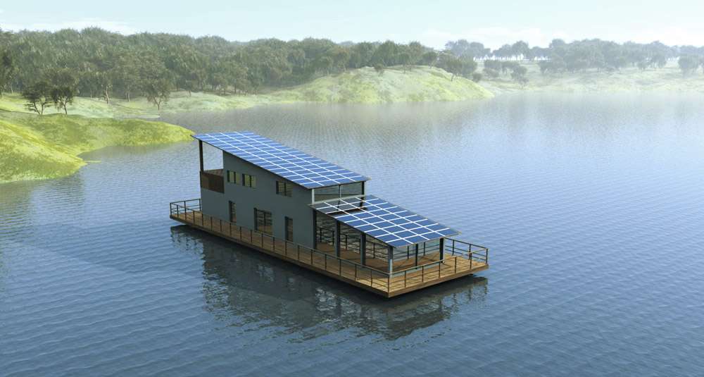 Une belle image de synthèse de maison sur l'eau, telle qu'elle existe peut-être. © TWHB