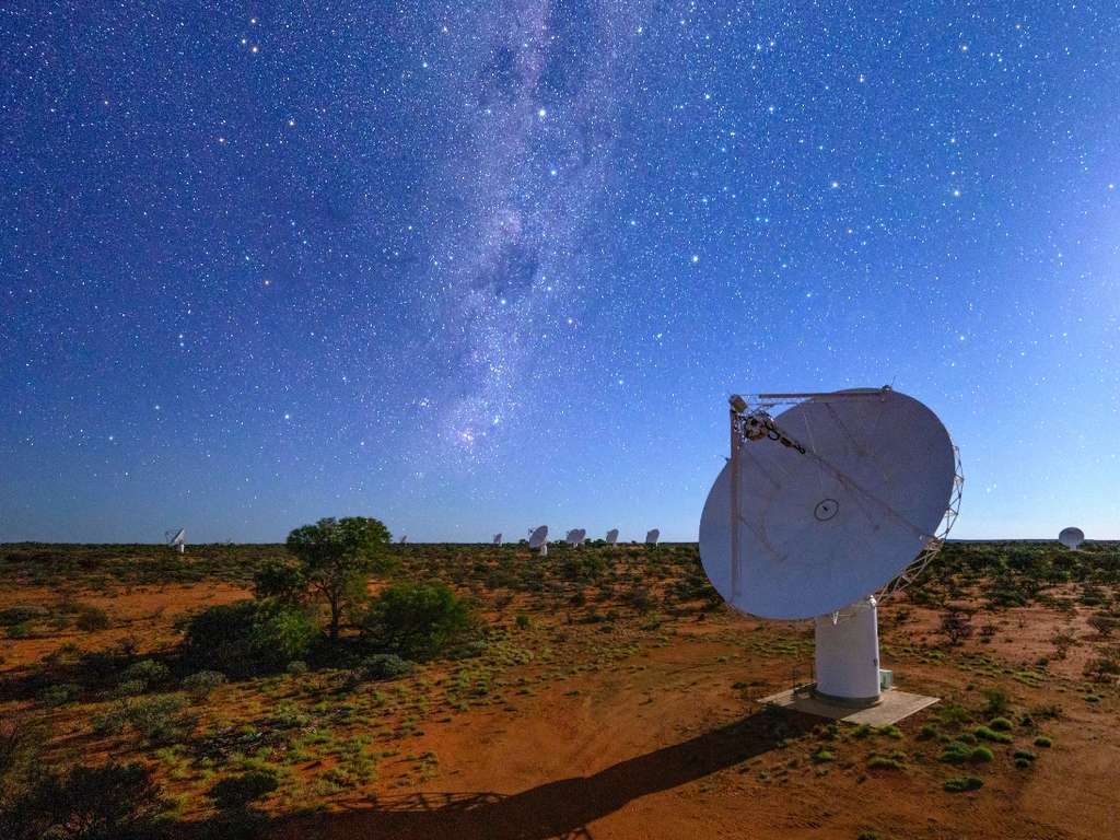 Le réseau de radiotélescopes Askap et l'observatoire de radioastronomie de Murchison en Australie occidentale. © Alex Cherney, CSIRO