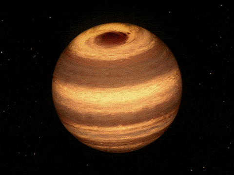 La naine brune W1906+40, sur cette animation (un dessin d'artiste et non une série d'images réelles), ressemble beaucoup à une planète gazeuse comme Jupiter. © Nasa, JPL-Caltech