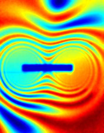 Figure 1. Lignes de champ d'un dipôle magnétique visualisées à l'aide de faisceaux de neutrons polarisés. Crédit : Hahn-Meitner-Institut
