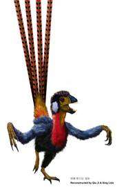 Cliquez pour agrandir. Une possible reconstruction de l'apparence d'Epidexipteryx hui. Crédit : Qui Ji & Xing Lida Cliquez pour agrandir. Une possible reconstruction de l'apparence d'Epidexipteryx hui. Crédit : Qui Ji & Xing Lida