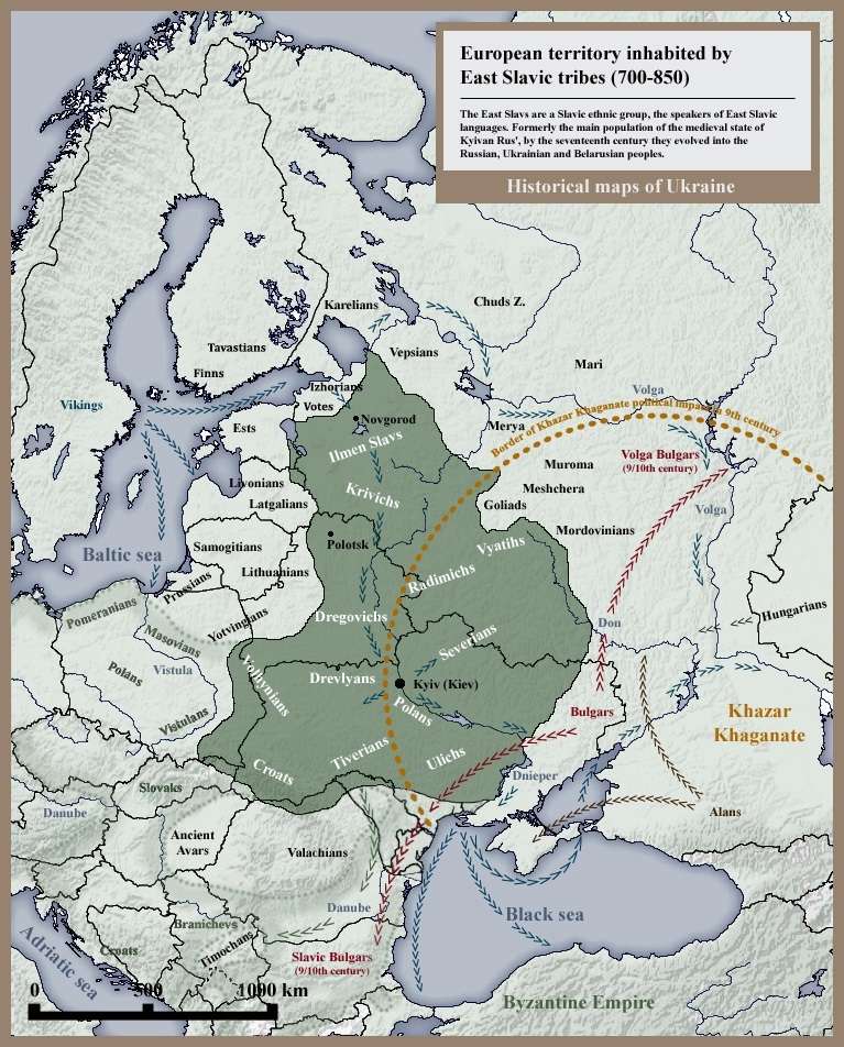 Le territoire occupé par les tribus slaves de 700 à 850. © SeikoEn, Wikimedia Commons, CC by-sa 3.0