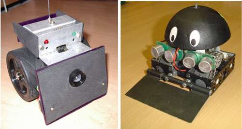 Sur les mini-bots à l'image, les captures de détection installées en façade permettent de déterminer la mise en œuvre des préférences de l'évitement. © Frederick Jamarhi Sur les mini-bots à l'image, les captures de détection installées en façade permettent de déterminer la mise en œuvre des préférences de l'évitement. © Frederick Jamarhi